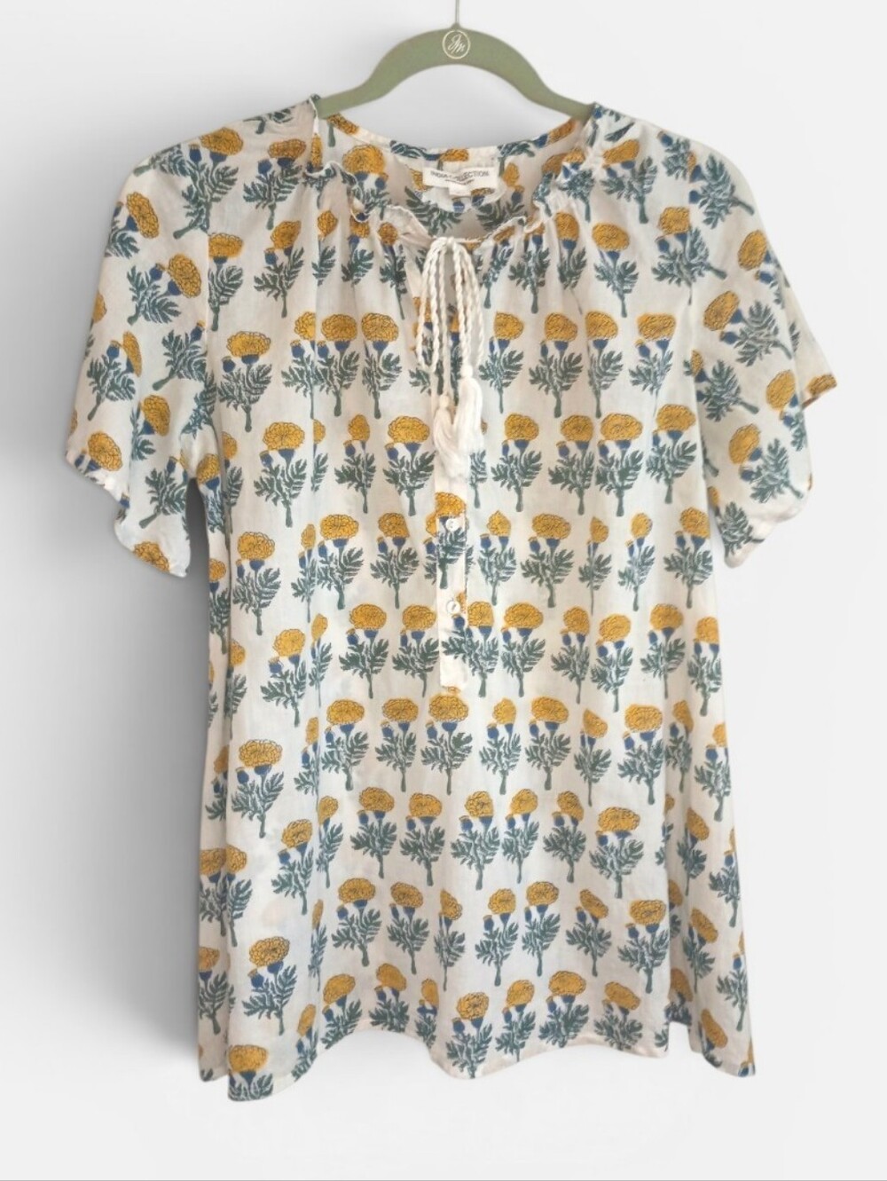 Emerson Fry India Collection Organic Cotton Blouse In Big Marigold Print